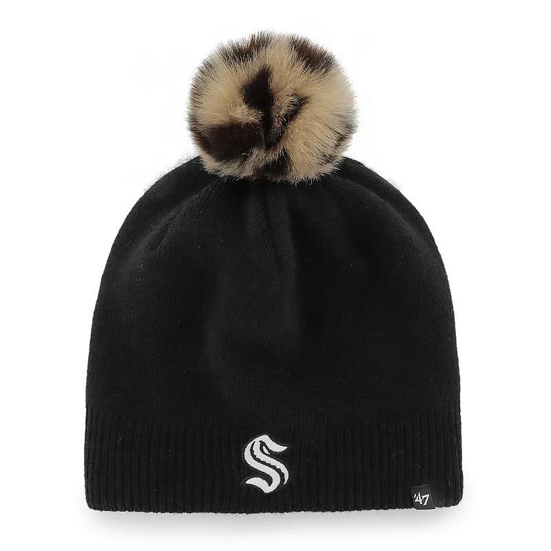 Womens 47 Black Seattle Kraken Serengeti Knit Beanie with Pom Product Image