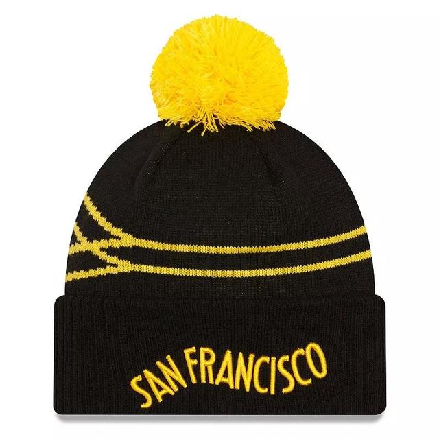 Mens New Era Golden State Warriors 2023/24 City Edition Cuffed Pom Knit Hat Product Image