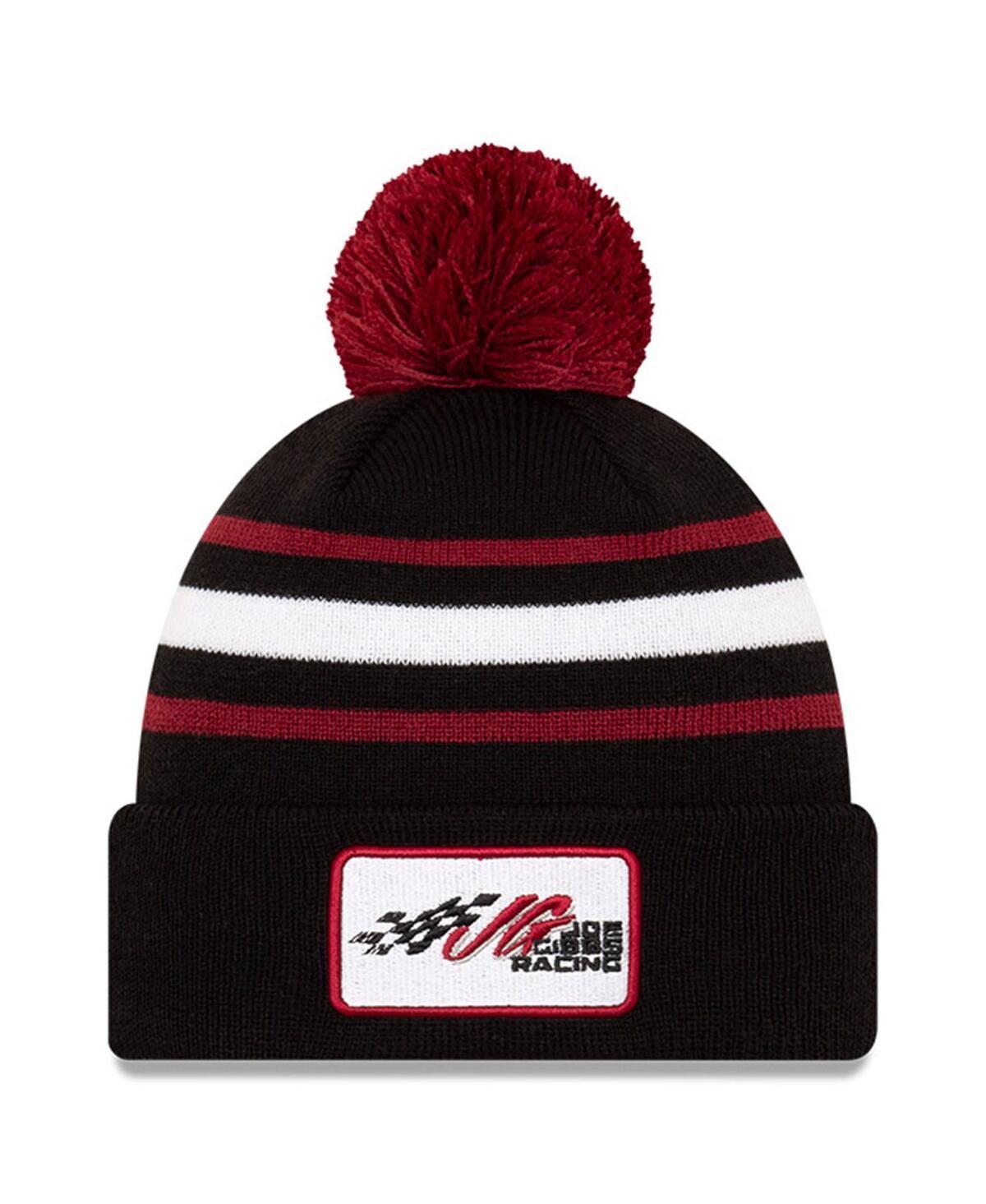 Mens New Era Black Joe Gibbs Racing Cuffed Pom Knit Beanie Product Image