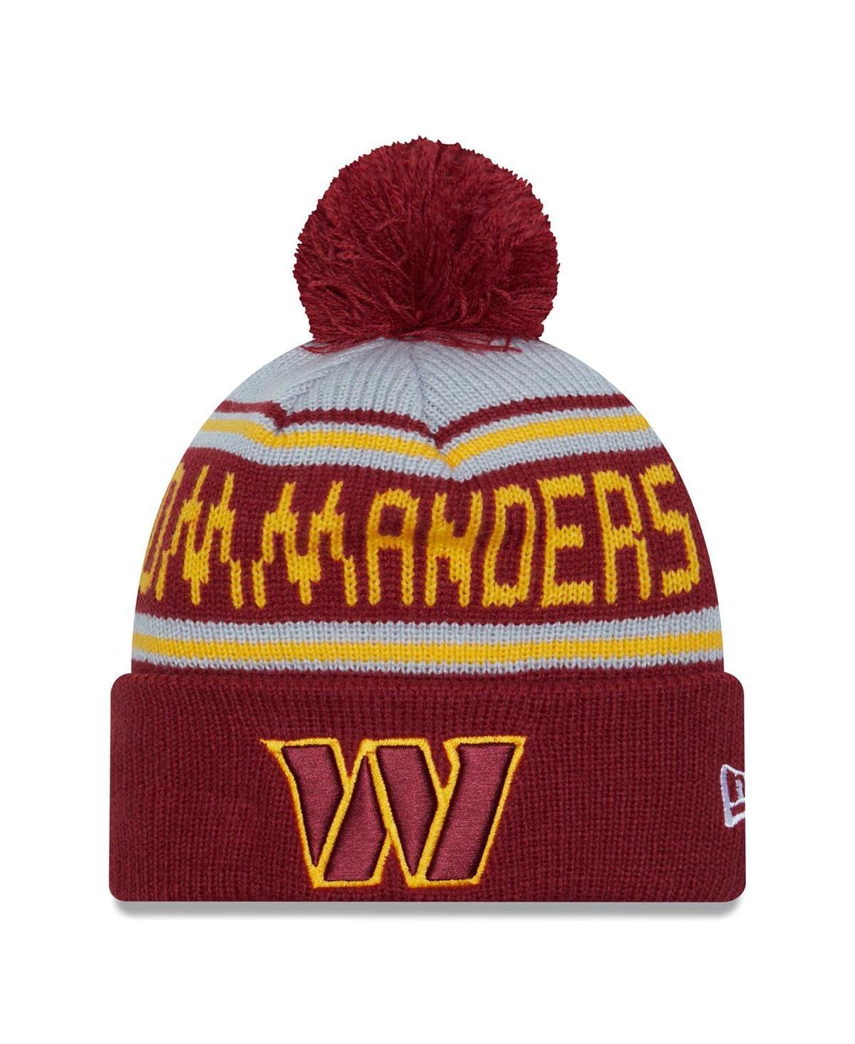 Mens New Era  Burgundy Washington Commanders  Main Cuffed Knit Hat with Pom Product Image