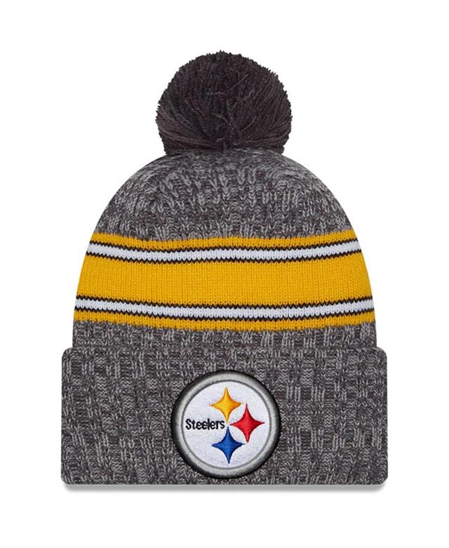 Mens New Era Gray Pittsburgh Steelers 2023 Sideline Sport Cuffed Pom Knit Hat Product Image