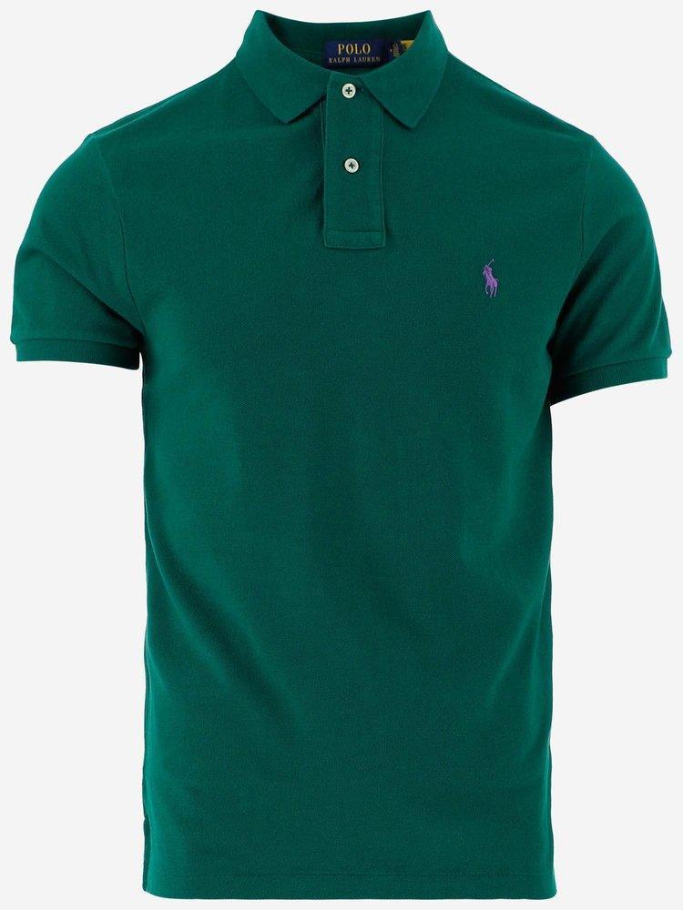 Logo Embroidered Polo Shirt In Green Product Image