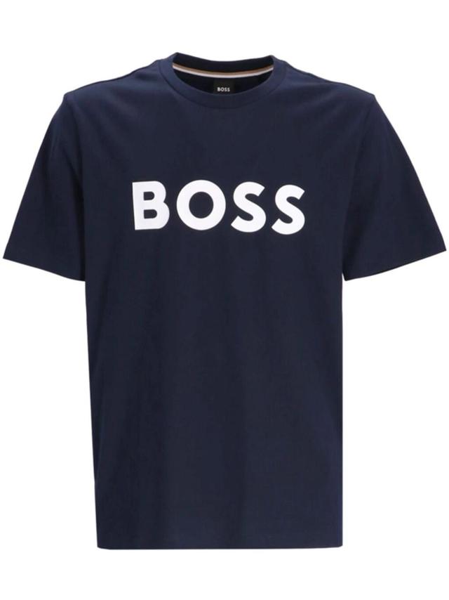 Logo-print Cotton T-shirt In Blue Product Image