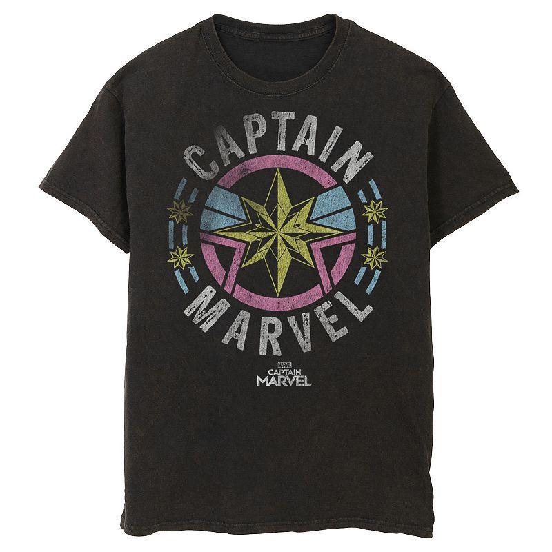 Mens Captain Marvel Retro Badge Tee Black Product Image