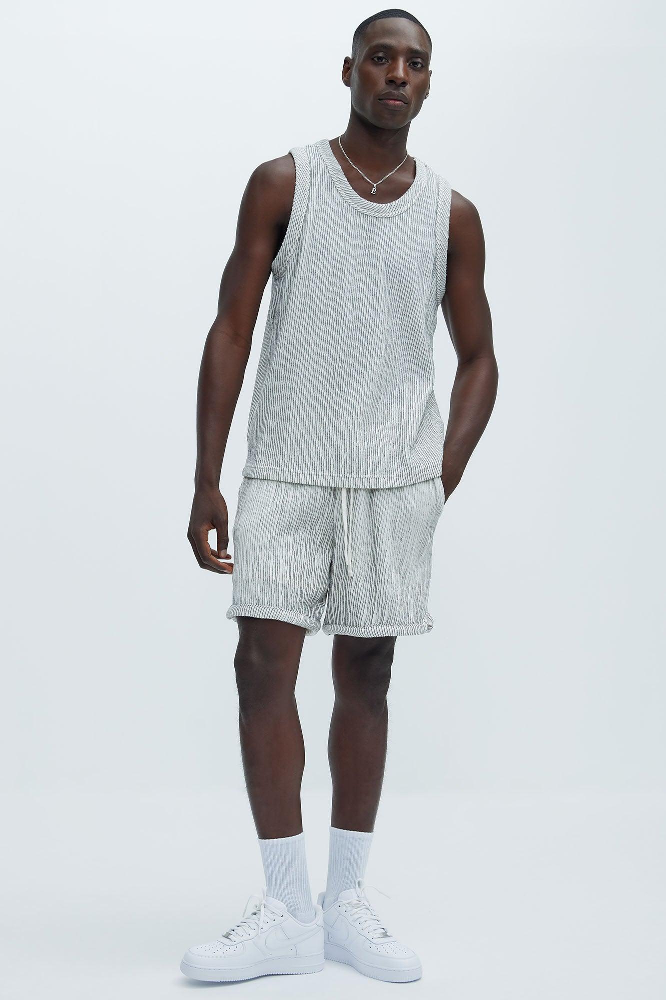 Neil Textured Tank - White/Black Product Image