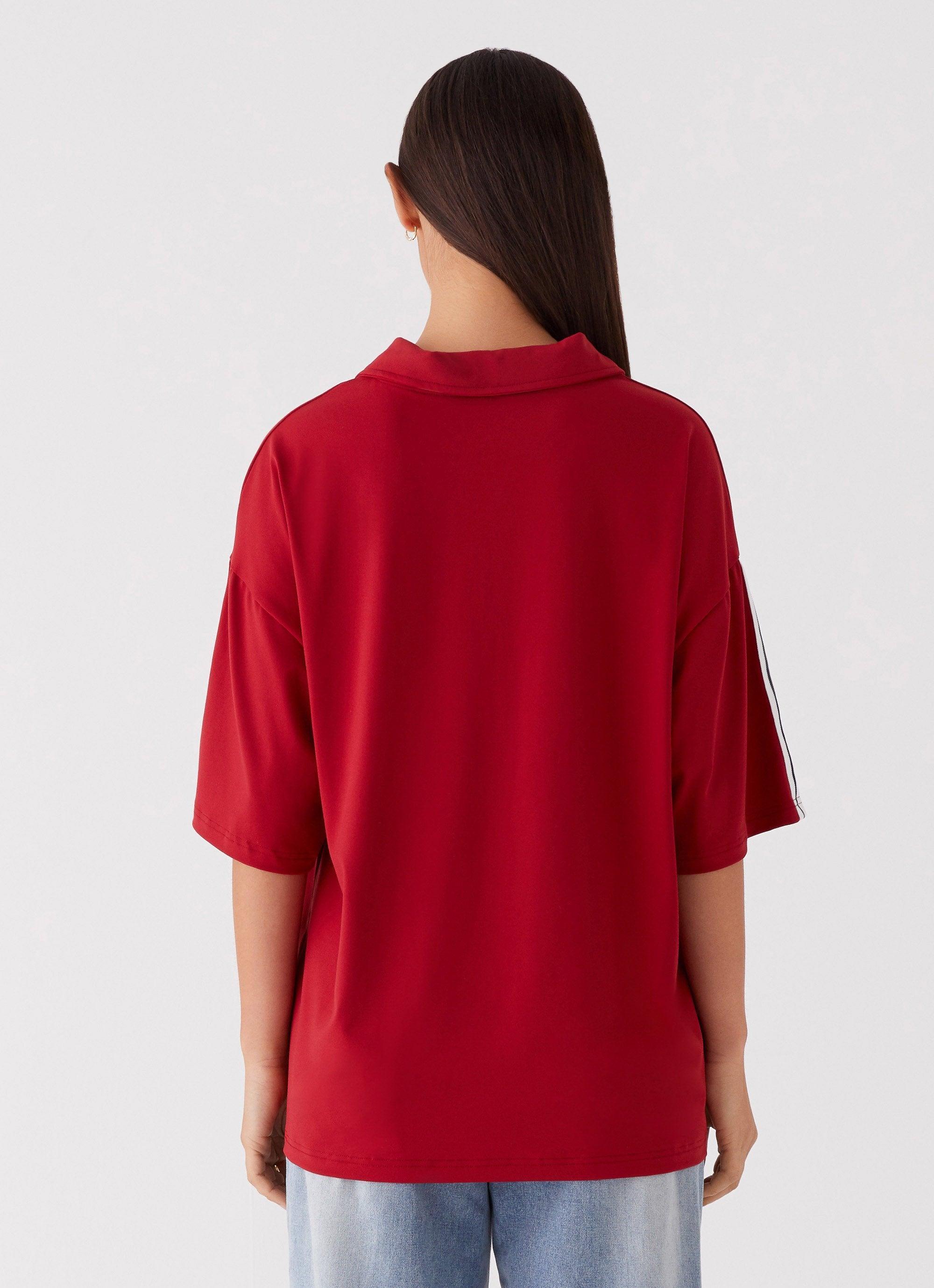 Jayde Jersey Top - Maroon Product Image