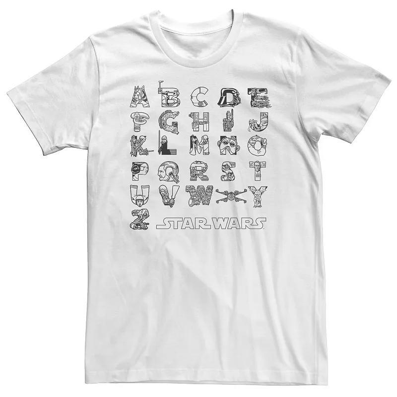 Big & Tall Star Wars In An Alphabet Far, Far Away Characters Tee, Mens Product Image