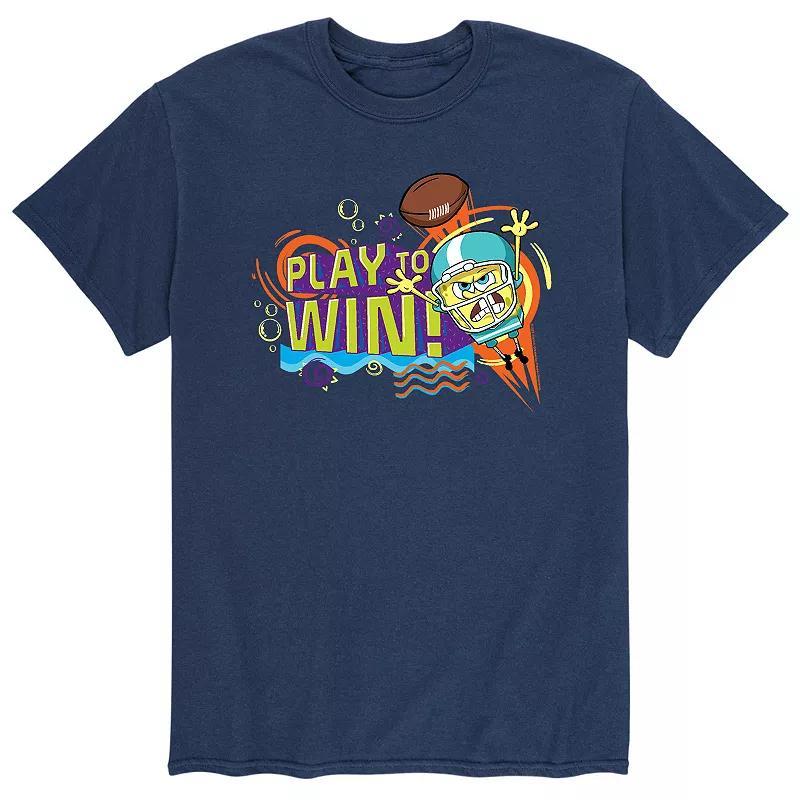 Mens SpongeBob SquarePants Play Win Tee Blue Product Image