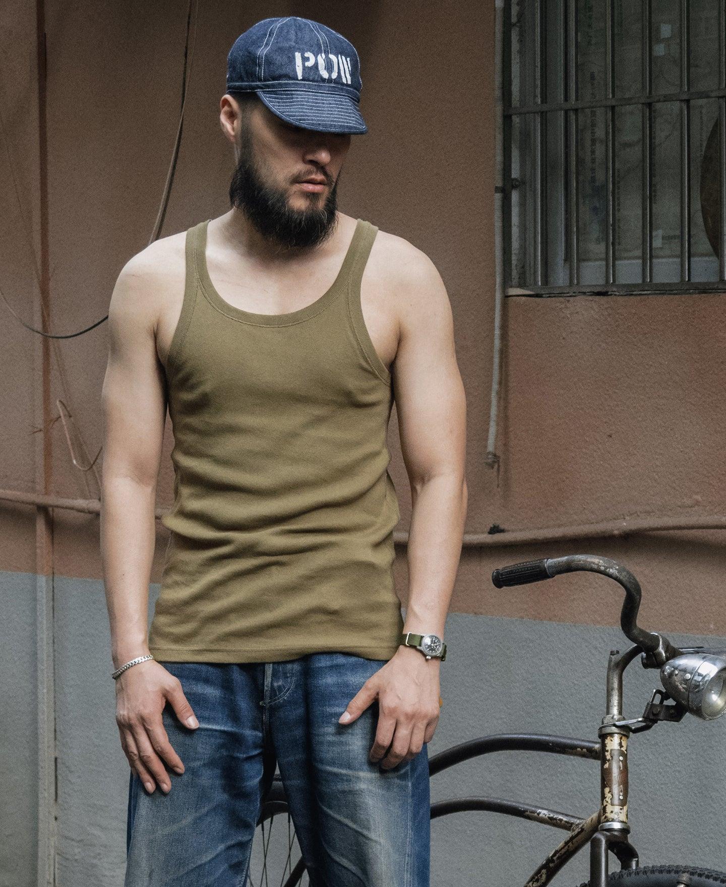 Military Cotton Tank Top - Olive Product Image