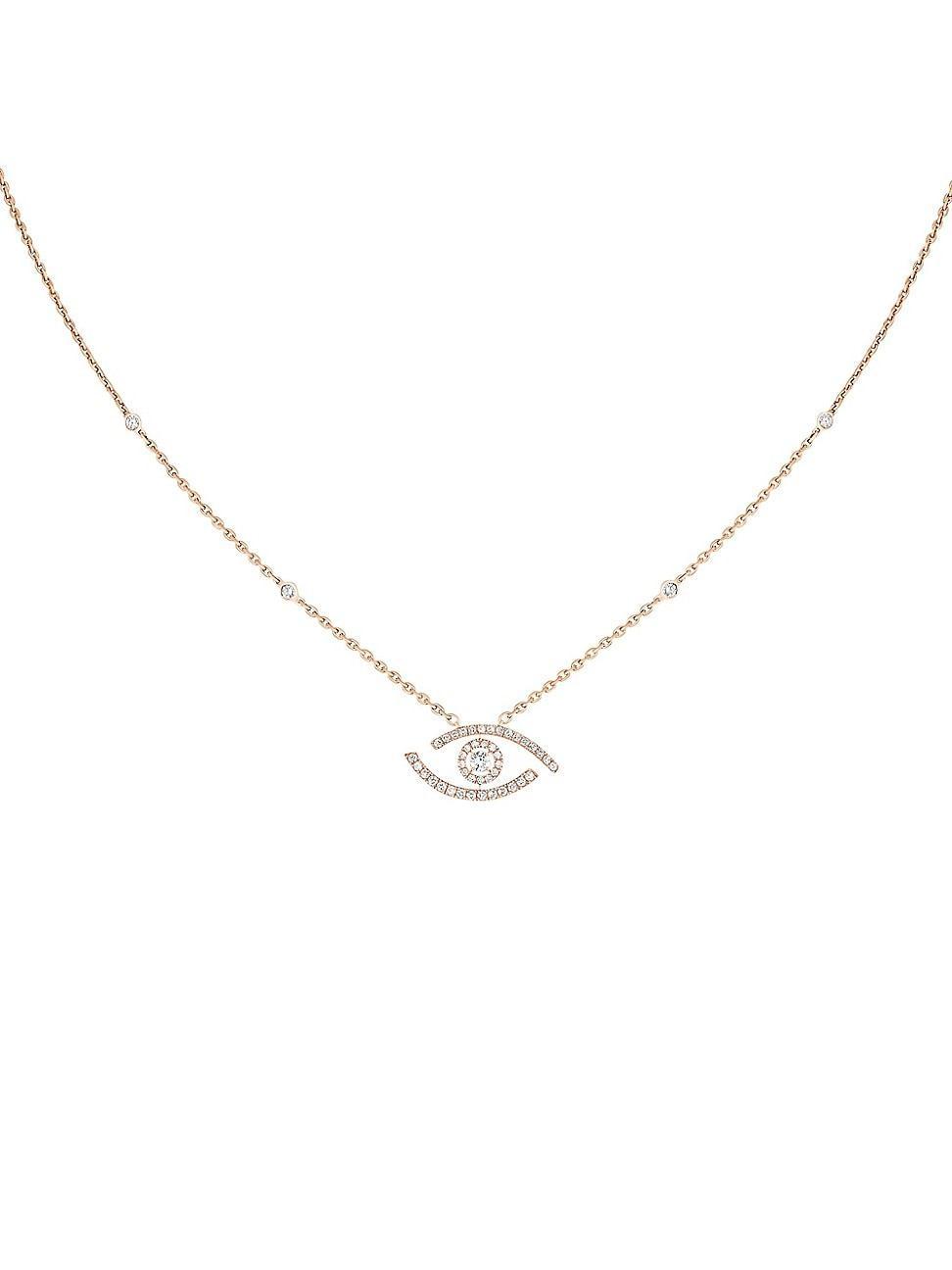 Womens Lucky Eye 18K Rose Gold & Diamond Pendant Necklace Product Image