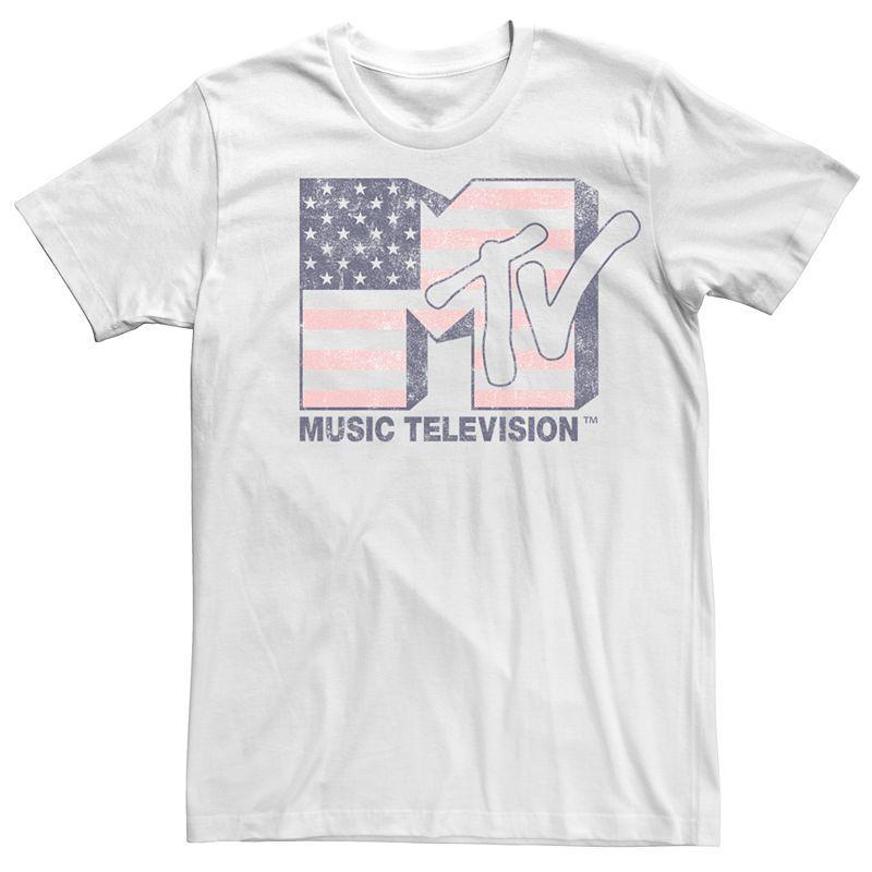 Mens MTV Distressed American Flag Logo Tee Product Image