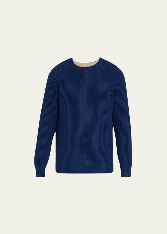 Mens Cotton Ribbed Crewneck Sweater Product Image