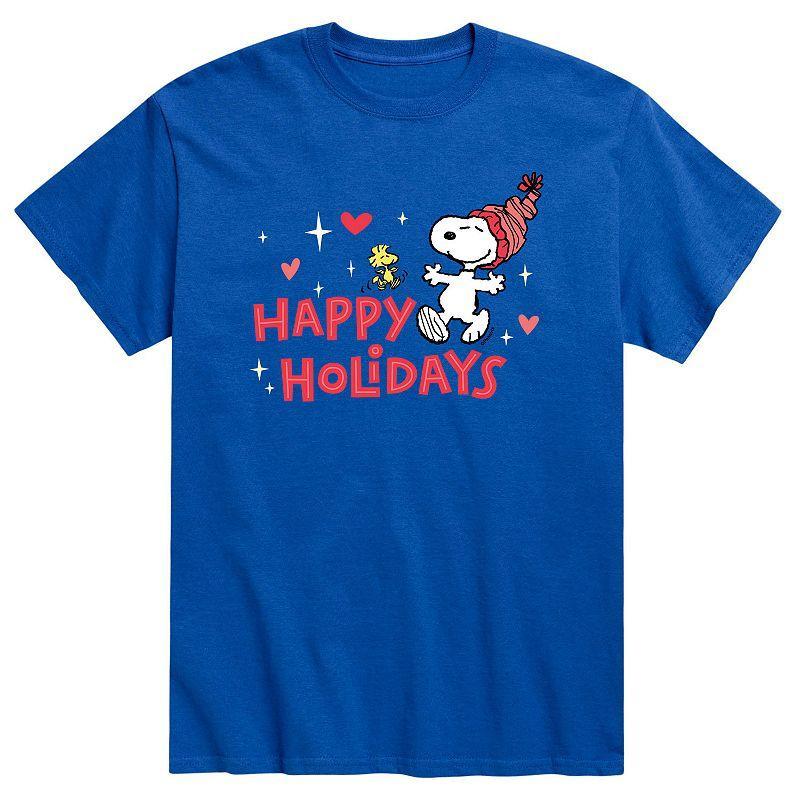 Mens Peanuts Happy Holidays Tee Med Blue Product Image