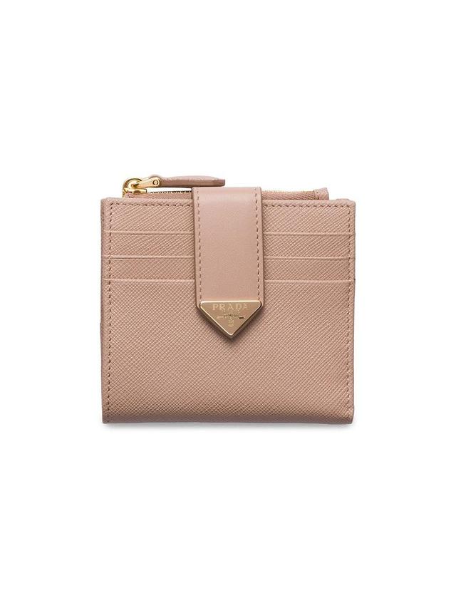 Womens Small Saffiano and Smooth Leather Wallet Product Image