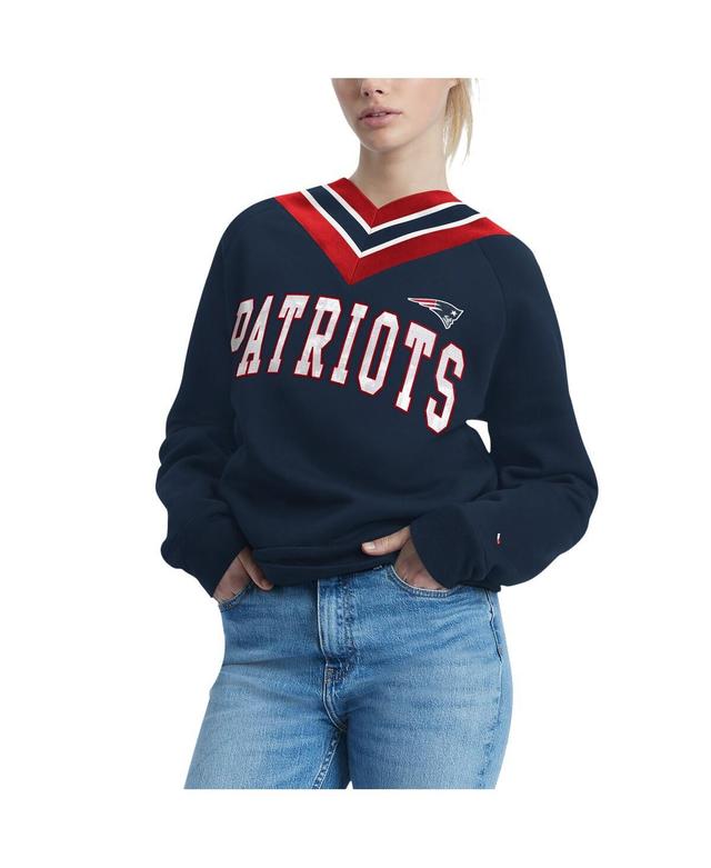 Womens Tommy Hilfiger Navy New England Patriots Heidi Raglan V-Neck Sweater Product Image