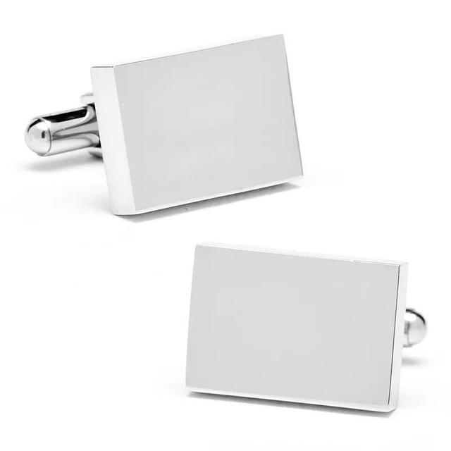 Mens Cuff Links, Inc. Stainless Steel Rectangle Infinity Engravable Cufflinks, White Product Image