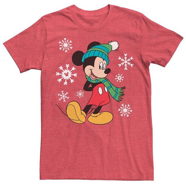 Mens Disney Mickey Mouse Holiday Snowflakes Portrait Christmas Tee Product Image