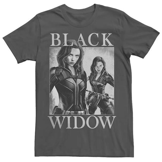 Mens Marvel Black Widow Mirror Black And White Poster Tee Grey Product Image