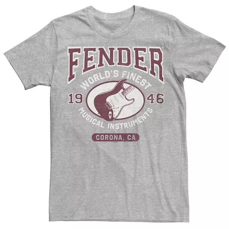 Big & Tall Fender Worlds Finest Musical Instruments 1946 Guitar Graphic Tee, Mens Athletic Grey Product Image