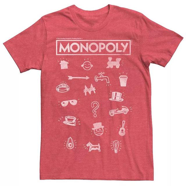 Mens Monopoly Pieces Icon Stack Tee Red Grey Product Image