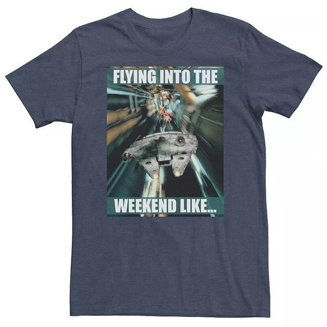 Big & Tall Star Wars Millennium Falcon Flying Into The Weekend Like... Tee, Mens Navy Grey Product Image