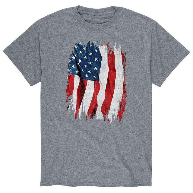 Mens American Flag Graphic Tee Grey Product Image