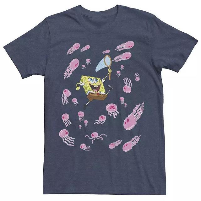 Mens SpongeBob SquarePants Playing With Jellyfish Graphic Tee Product Image