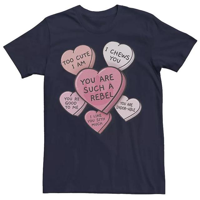 Mens Star Wars Candy Heart Quotes Valentines Day Tee Blue Product Image