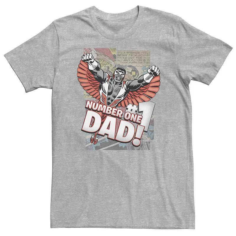 Big & Tall Marvel Avengers The Falcon Number One Dad! Comic Panels Tee, Mens Athletic Grey Product Image