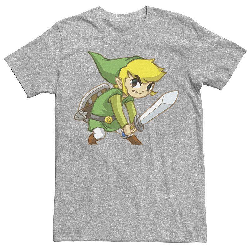 Mens Nintendo Legend Of Zelda Come At Me Bro! Link Action Pose Tee Kelly Grey Product Image