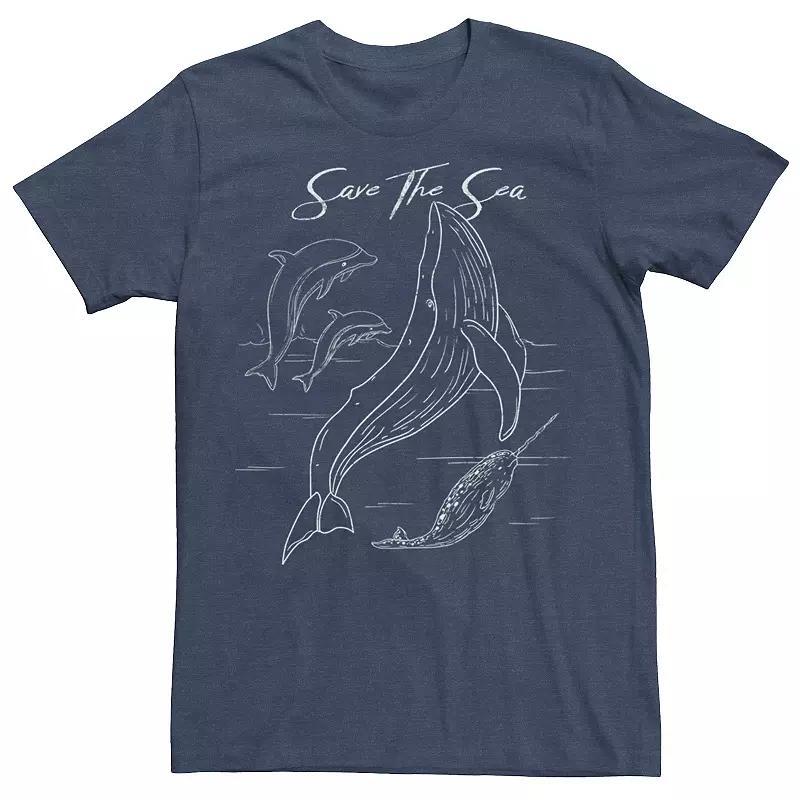 Mens Earth Day Save The Sea Outlines Tee Navy Grey Product Image