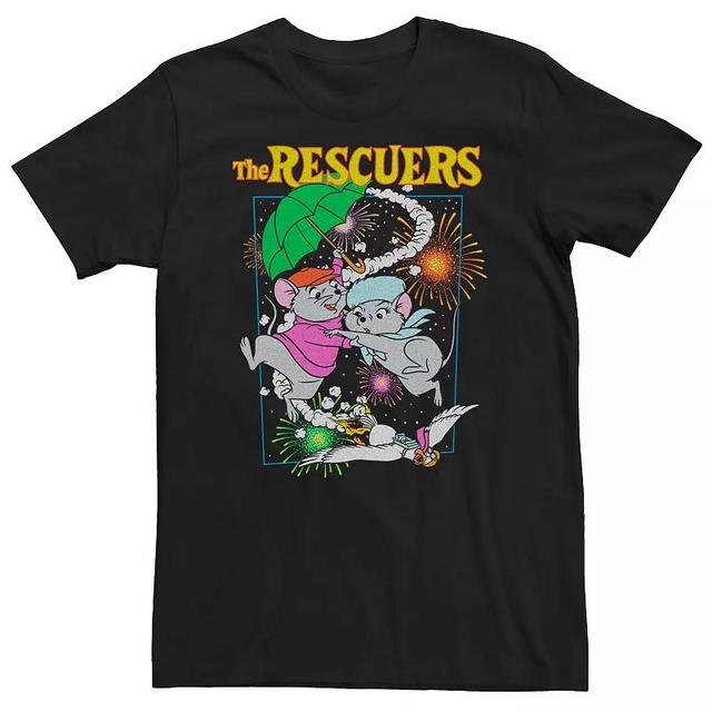 Big & Tall Disneys The Rescuers Fireworks Poster Tee, Mens, Size: Large Tall, Black Product Image