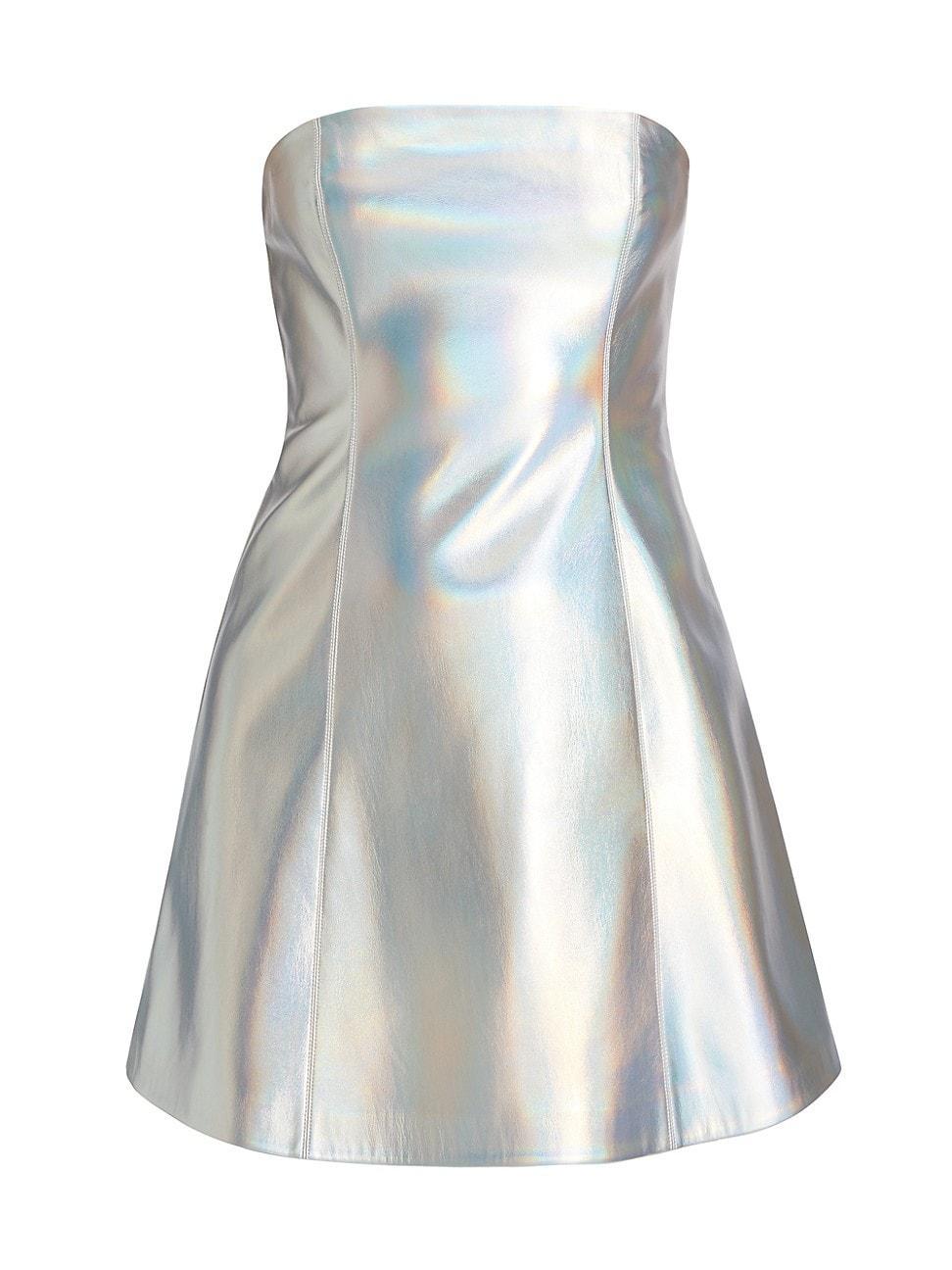 Womens Iridescent Faux Leather Tube Minidress Product Image