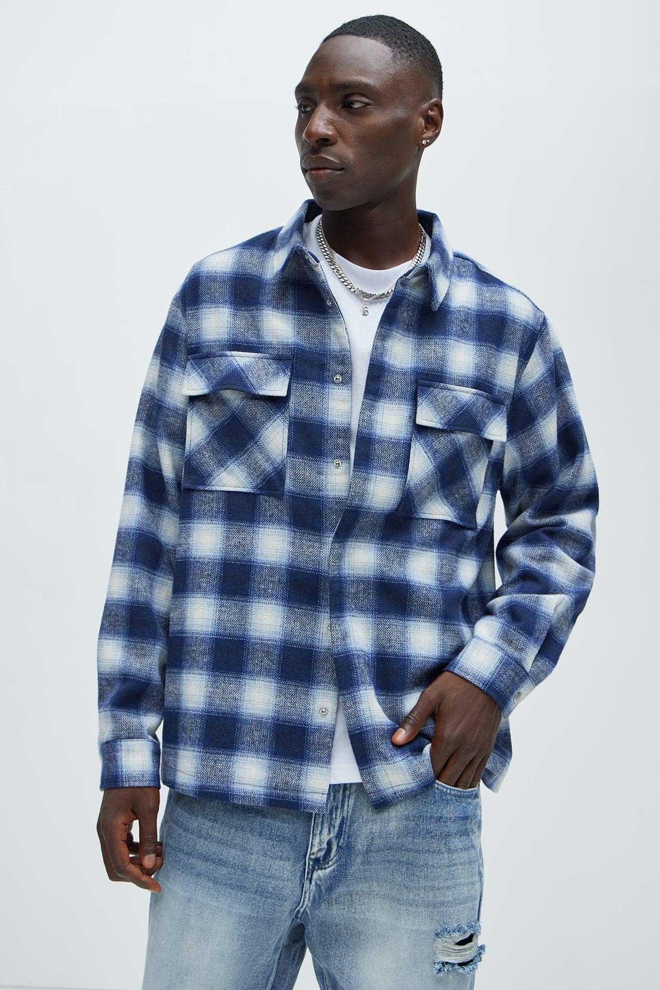 Cassnet Plaid Button Up Shirt - Blue/combo Product Image