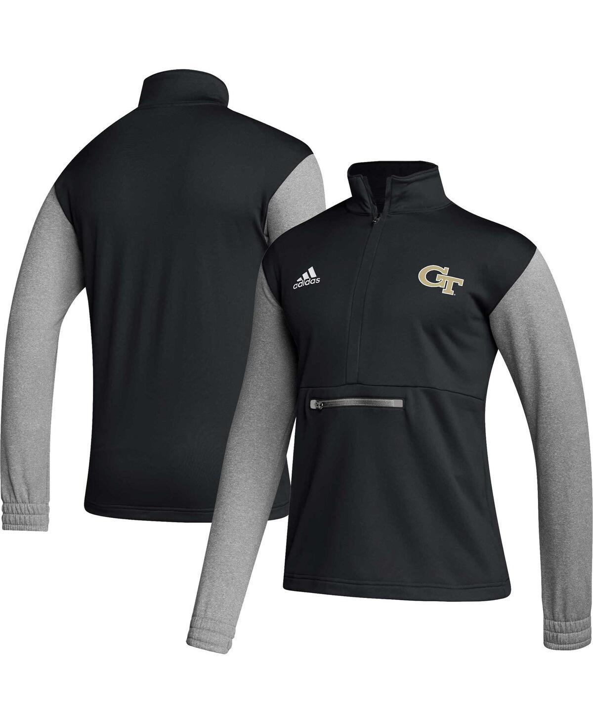 Mens adidas Black Georgia Tech Yellow Jackets Sideline Aeroready Half-Zip Sweatshirt Product Image