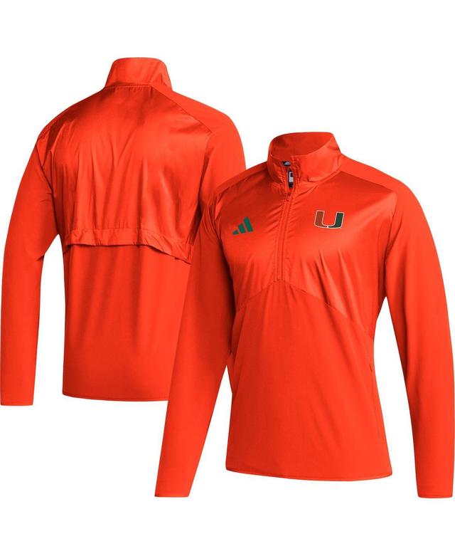 Mens adidas Miami Hurricanes Sideline AEROREADY Raglan Sleeve Quarter-Zip Jacket Product Image