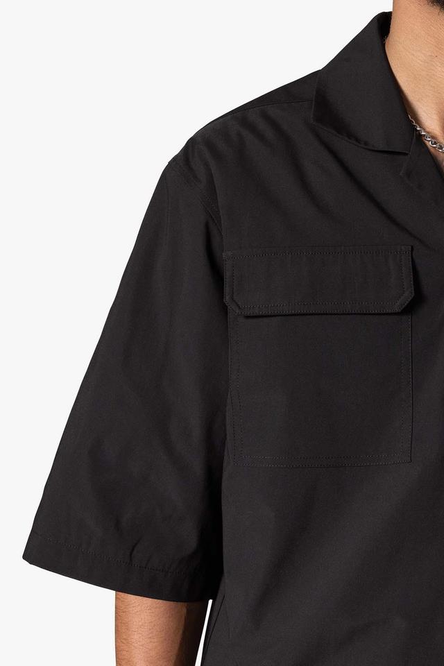 Lined Woven Nylon Shirt - Black Product Image