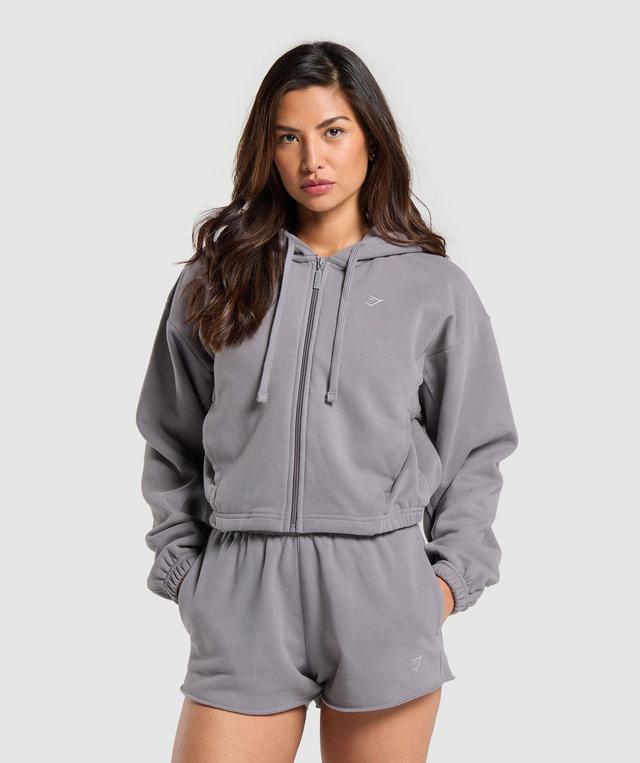 Gymshark Fleece Zip Hoodie - Medium Grey Female Product Image