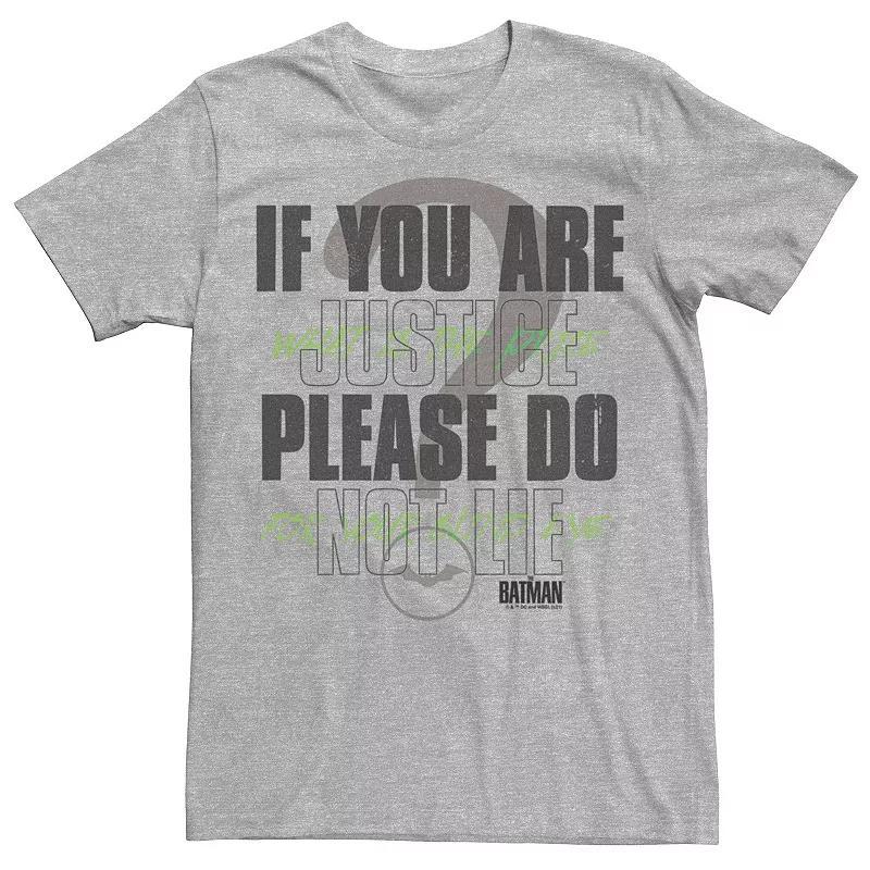 Mens DC Comics The Batman If You Are Justice Please Do Not Lie Tee Athletic Grey Product Image