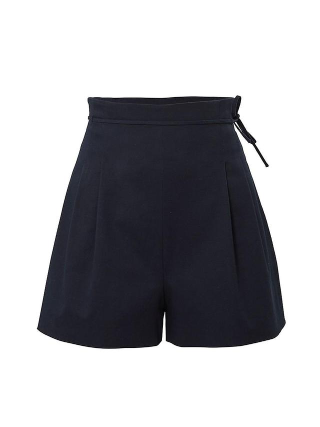 Womens Stretch-Cotton High-Rise Pleated Bow Shorts Product Image