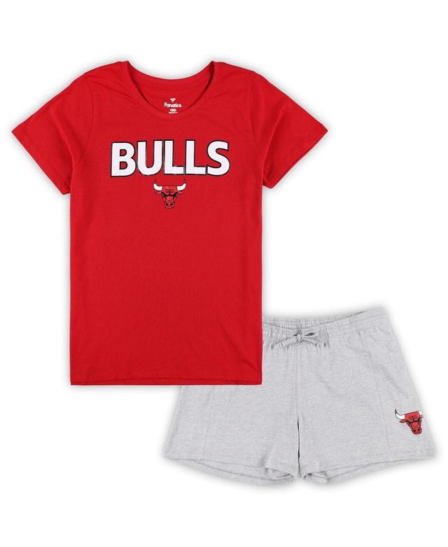 Womens Fanatics Branded /Heather Gray Chicago Bulls Plus Size T-Shirt & Shorts Combo Set Product Image