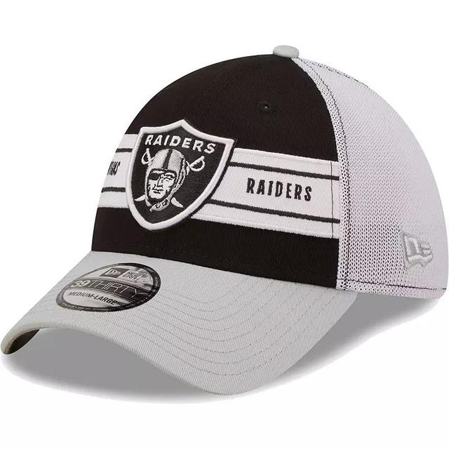 Mens New Era Black/Gray Las Vegas Raiders Team Banded 39THIRTY Flex Hat Product Image