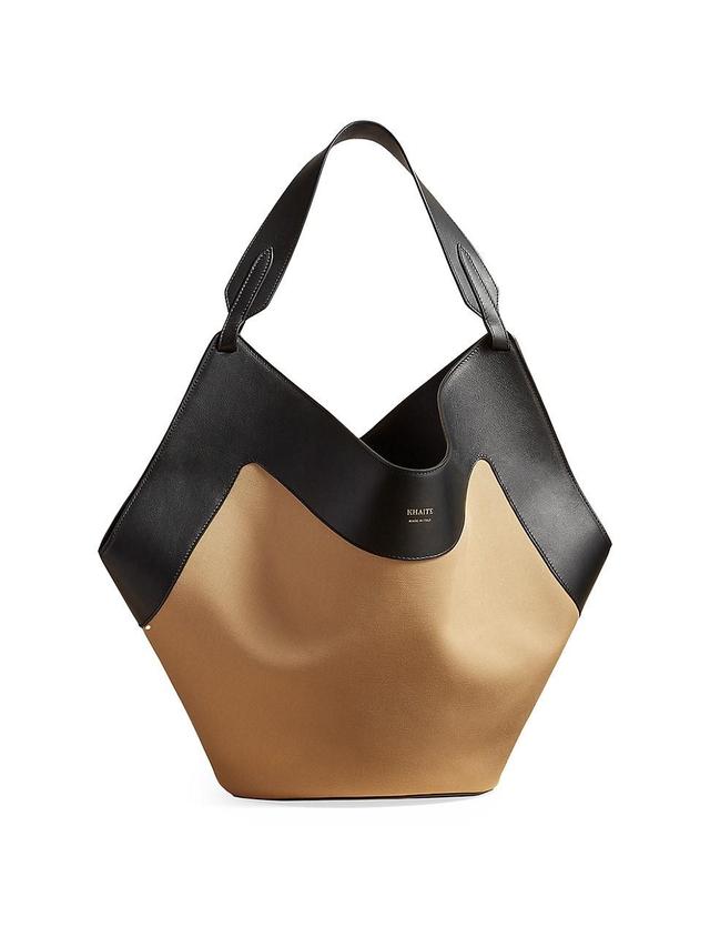 Womens Medium Lotus Canvas & Leather Tote Bag Product Image