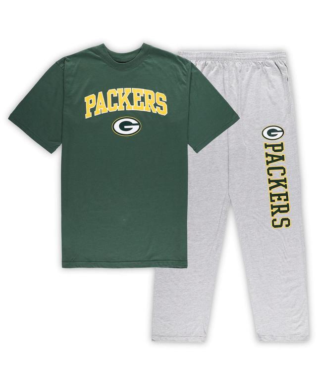 Mens Concepts Sport Green/Heather Gray Green Bay Packers Big & Tall T-Shirt & Pants Sleep Set Product Image