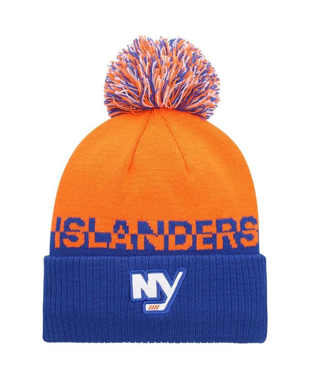 Mens adidas Orange/Royal New York Islanders COLD.RDY Cuffed Knit Hat with Pom Product Image