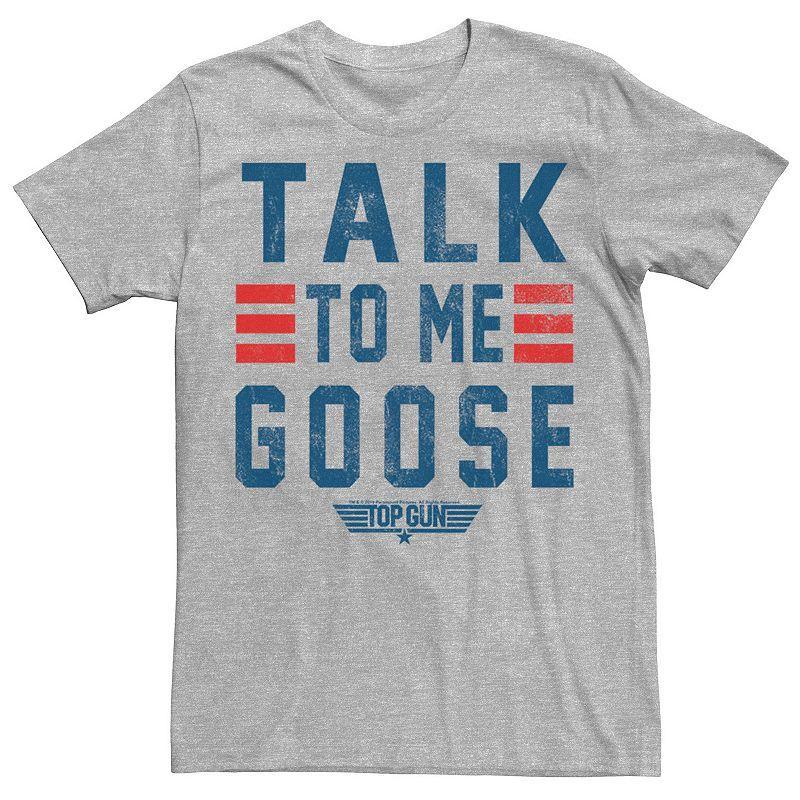 Mens Top Gun Talk To Me Goose Distressed Text Tee Athletic Grey Product Image