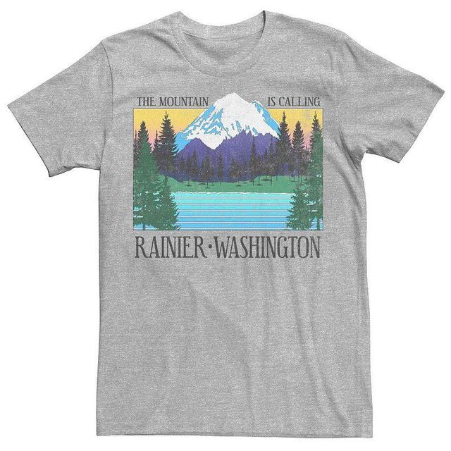 Mens Rainier Washington The Mountain Is Calling Tee Athletic Grey Product Image