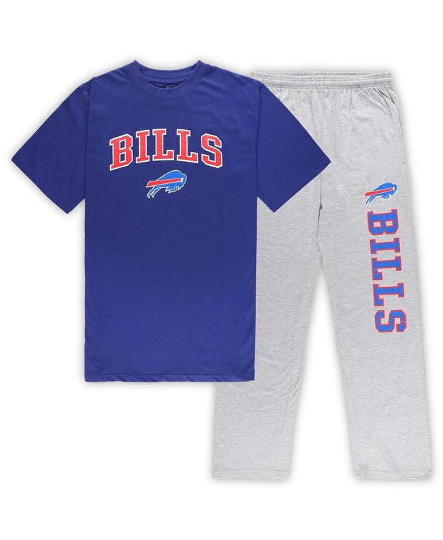 Mens Concepts Sport Royal/Heather Gray Buffalo Bills Big & Tall T-Shirt & Pants Sleep Set Product Image