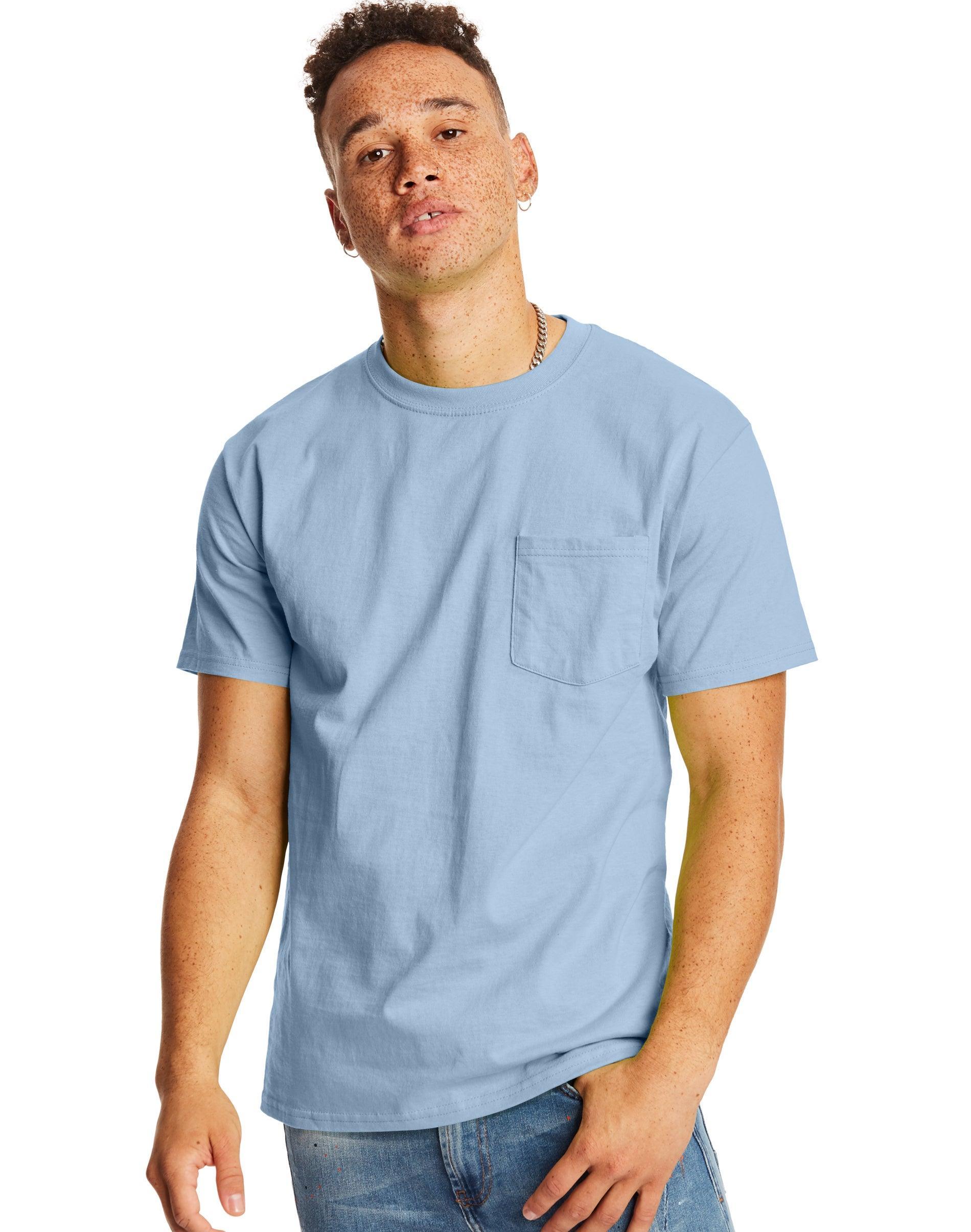 Hanes Mens Short Sleeve Pocket T-Shirt, 2-Pack Smoke Gray S Product Image