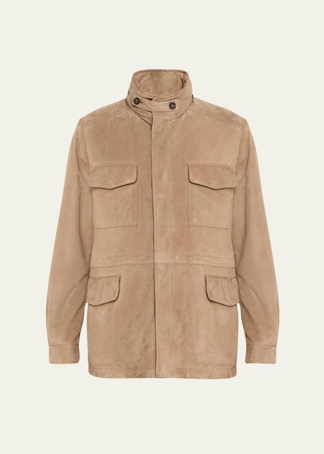 Mens Suede Concealed-Zip Field Jacket Product Image